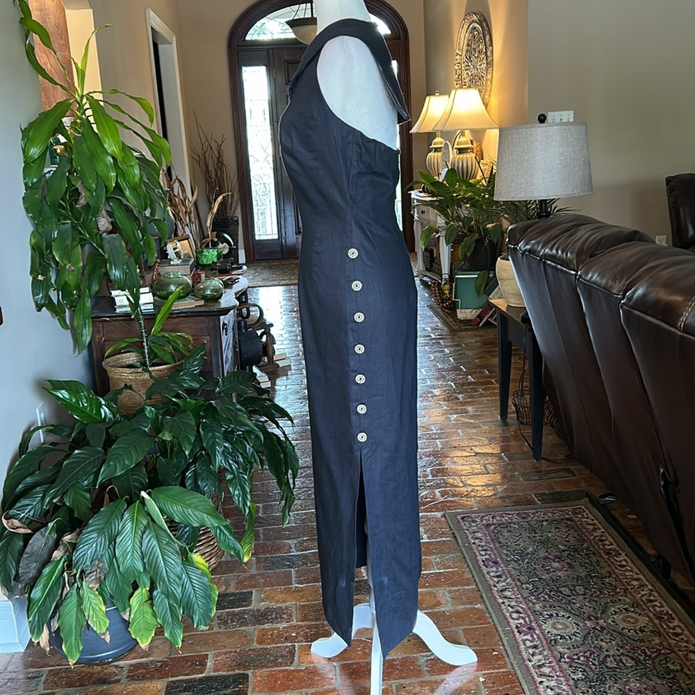 Maggie London NWT Linen Halter Sailor collar maxi dress size 8 - Picture 5 of 13